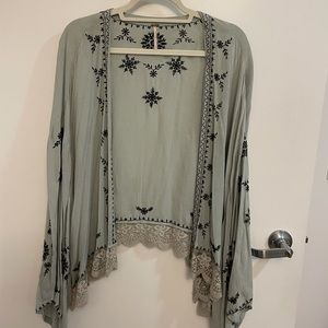 Free People embroidered and lace kimono